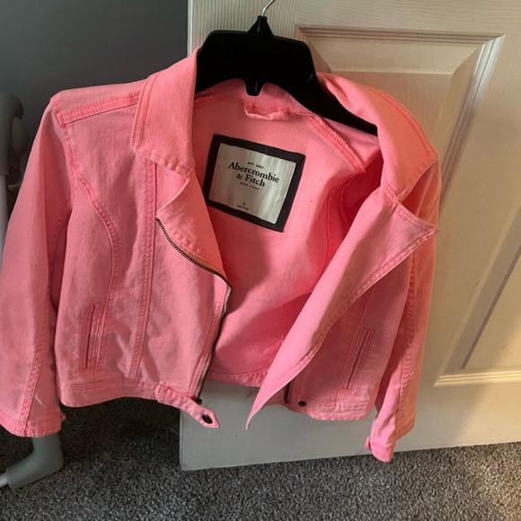 Abercrombie & Fitch Jackets & Blazers - Neon coral denim jacket! So cute!